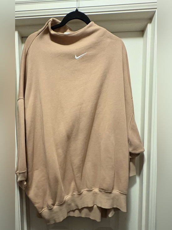 Nike Sweaters - Nike Women's Taupe Turtleneck Sweatshirt - White Swoosh